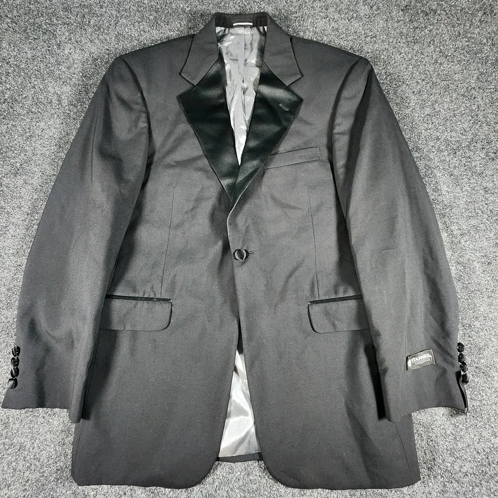 NWT Stafford Essentials 1 Button Tuxedo Jacket Men's 38R Classic Fit Black‎ Wool